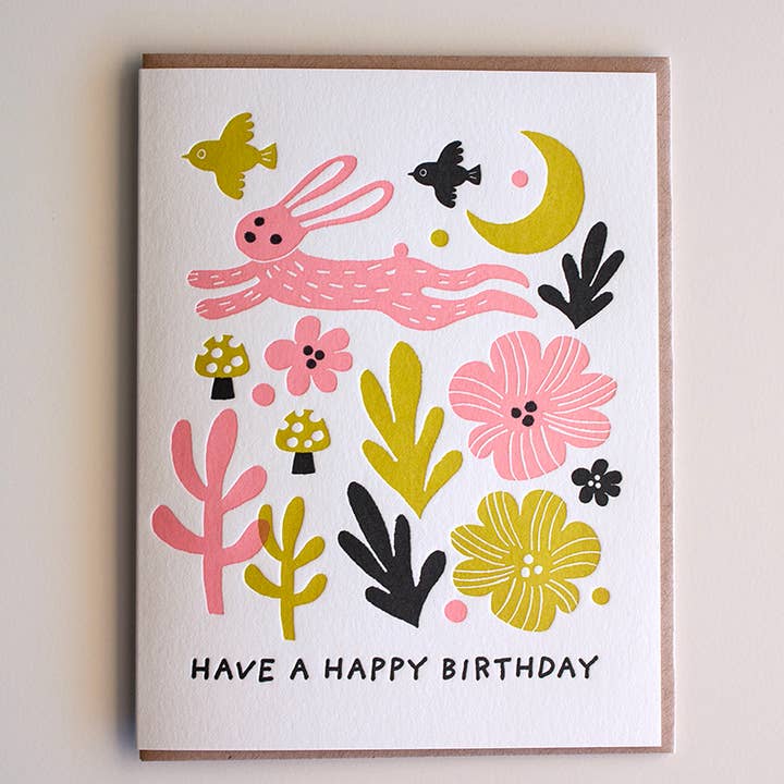 Rabbit Moon Birthday Card