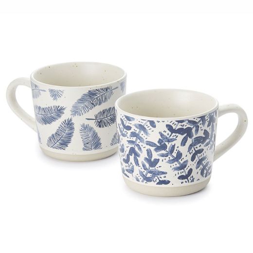 Feather/Leaf Ceramic Mugs