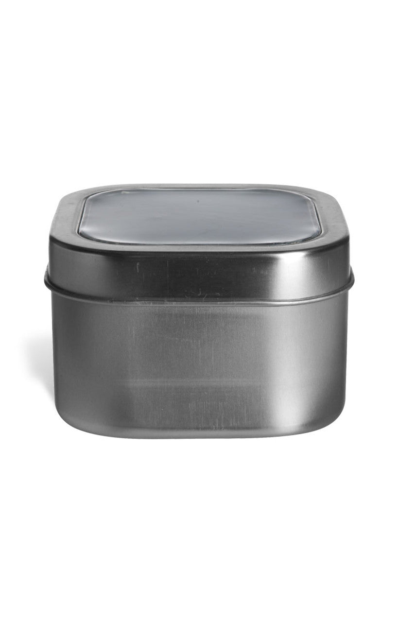 Silver Metal Tin with Window - Empty