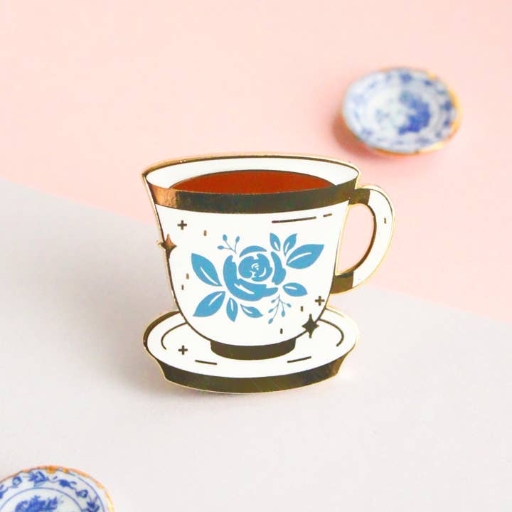 Teacup Enamel Pin, Front Side