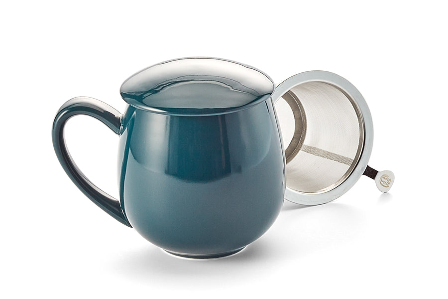 Dark Green Porcelain Mug With Steeper