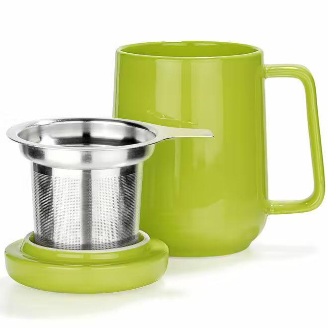 Lime Green Ceramic Mug With Infuser