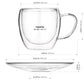 Double Wall Glasses & Saucers (Set of 4)