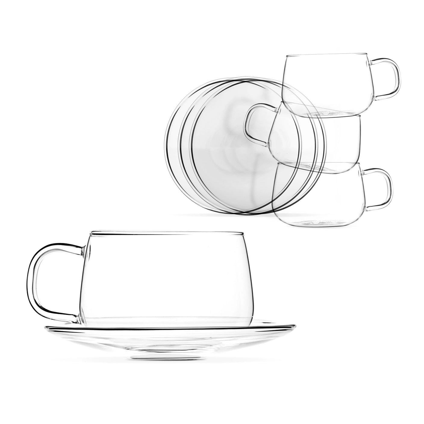 La Lune Glass Cup & Saucer (Set of 4)