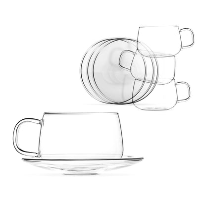 La Lune Glass Cup & Saucer (Set of 4)