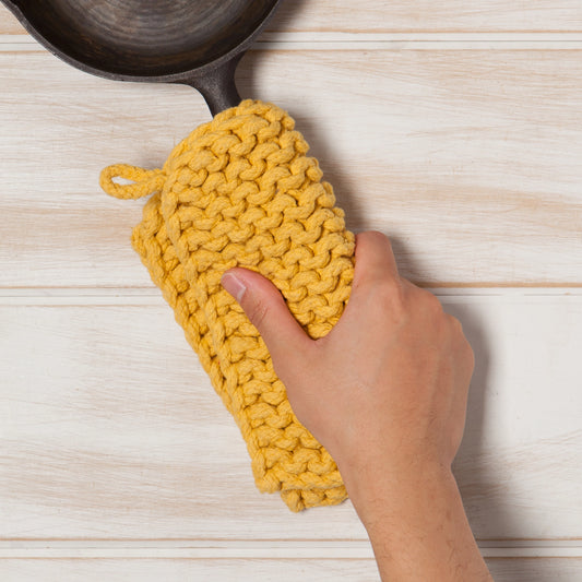 Ochre Knit Potholder/Teapot Trivet