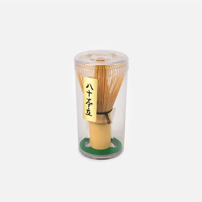 Bamboo Matcha Tea Whisk, In Container, Side View