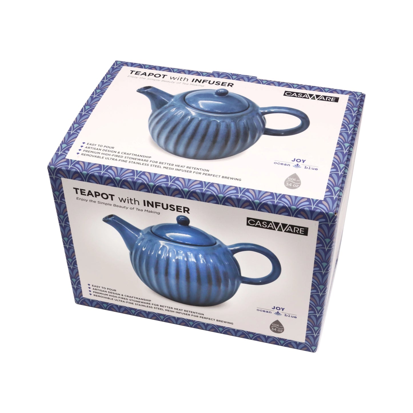 Blue Ceramic Teapot with Infuser Basket Shafa Blends
