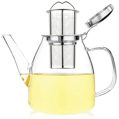 Glass Teapot - Medium, With Brewed Tea, Side View
