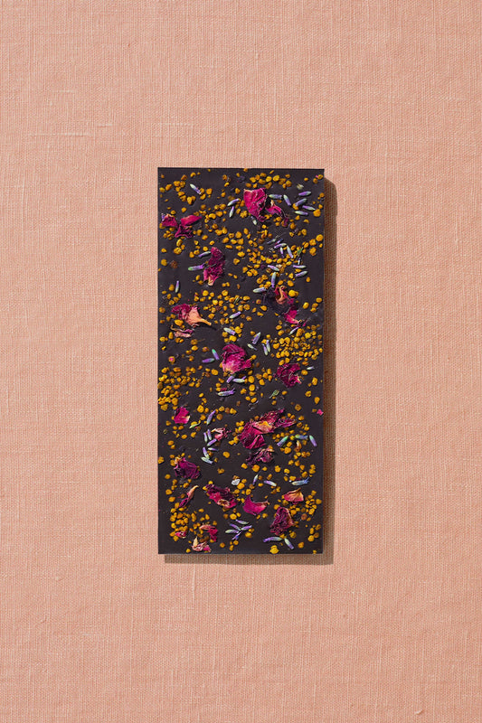Lavender, Bee Pollen, Rose Petal Date-Sweetened Chocolate