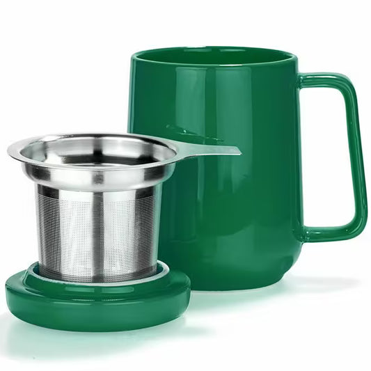 Dark Green Ceramic Mug With Infuser