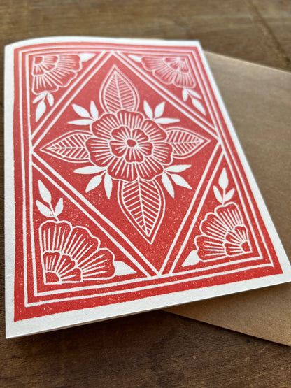 Block Printed Note Card