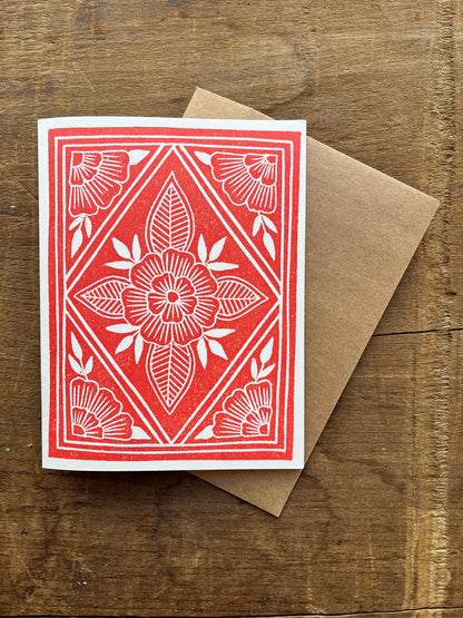 Block Printed Note Card