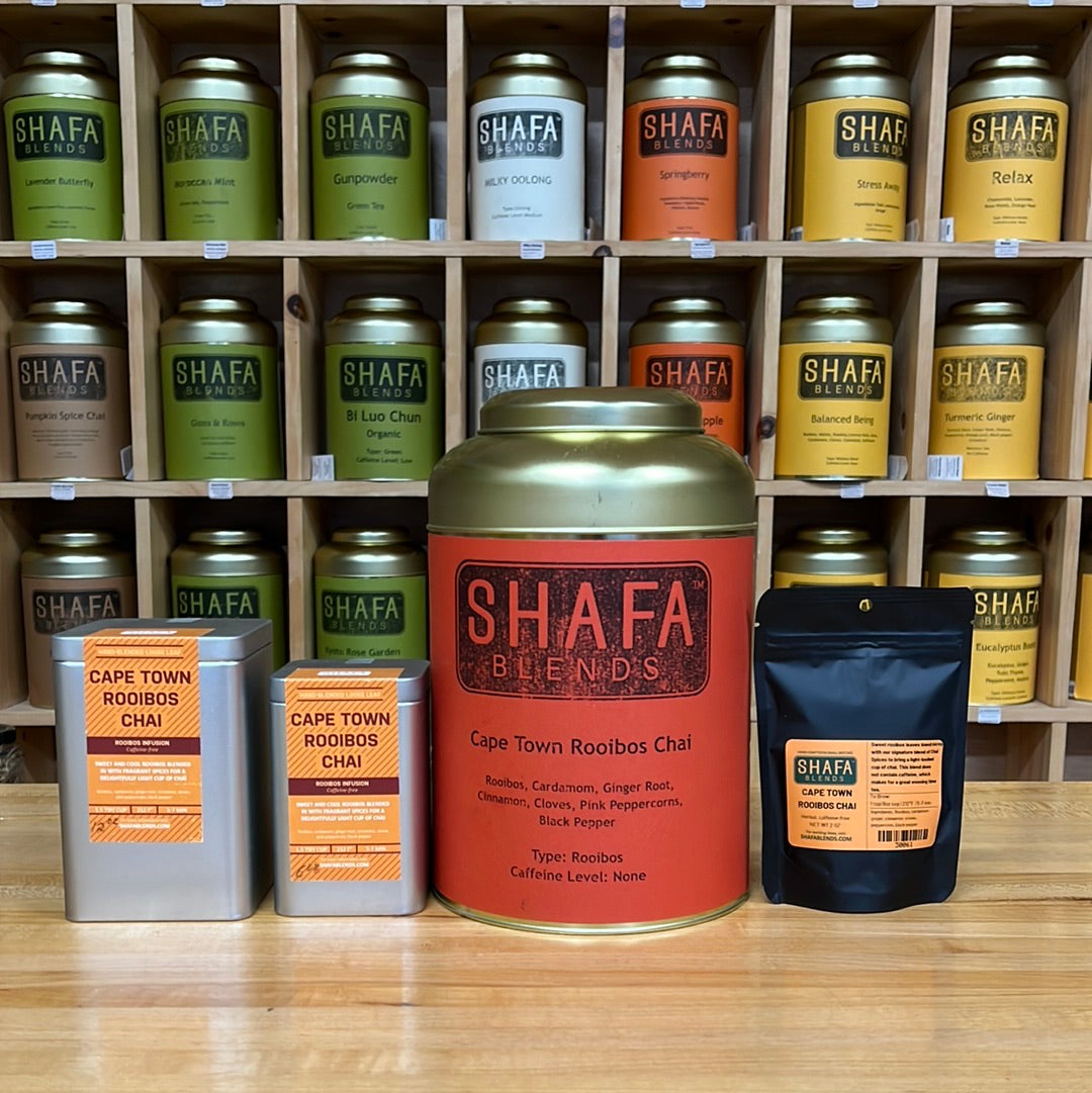 Cape Town Rooibos Chai Caffeine-free Rooibos Chai Tea, Packaging Examples